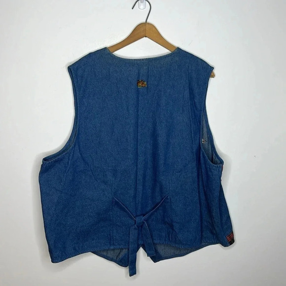 Bobbie Brooks Plus Size 22W 24W Denim Vest Scarecrow Pumpkin Fall Embroidered - Picture 8 of 10